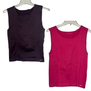 Nike Dri Fit Seamless Sans Couture Womens Tank Tops One Pink One Brown Size M/L